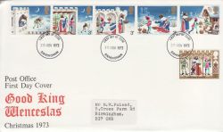 1973-11-28 Christmas Stamps Birmingham FDC (81272)