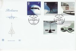 2002-05-02 Airliners Stamps Heathrow FDC (81519)
