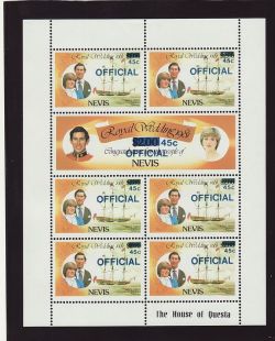 1981 Nevis Royal Wedding 45c OFFICIAL S/Sheet MNH (81948)