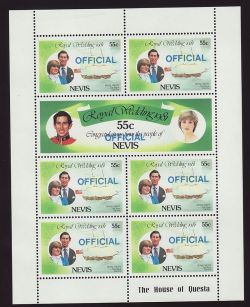 1981 Nevis Royal Wedding 55c OFFICIAL S/Sheet MNH (81949)