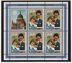 1981 Niue Royal Wedding Stamps $1.20+5c S/S MNH (81959)
