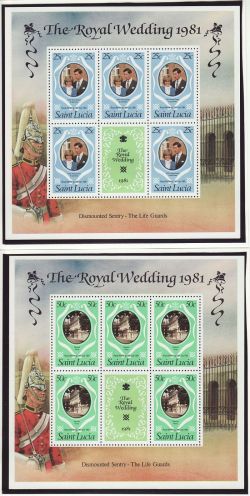 1981 St Lucia Royal Wedding Stamps x3 M/S MNH (82011)
