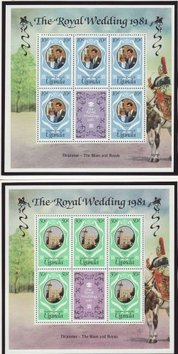 1981 Uganda Royal Wedding Stamps x3 M/S MNH (82014)