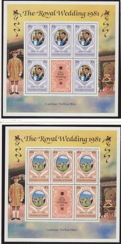 1981 Grenada Grenadines Royal Wedding x3 M/S MNH (82016)