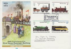 1975-08-13 Railways Stamps Darlington FDC (82100)