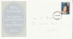 1980-08-04 Queen Mother Stamp Oxford FDC (82237)