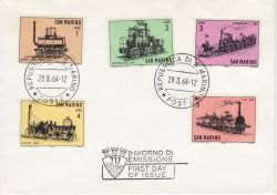 1964-08-29 San Marino Old Locomotives Stamps FDC (82292)