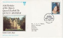1980-08-04 Queen Mother NT Glamis Castle FDC (82473)