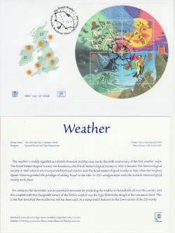 2001-03-13 Weather Stamps M/S Snowshill FDC (82556)