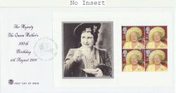 2000-08-04 Queen Mother Booklet Pane M/S Glamis FDC (82565)