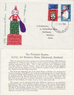 1966-12-01 Christmas Stamps Swansea FDC (82633)