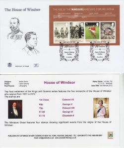 2012-02-02 Age of The Windsors M/S London FDC (82701)