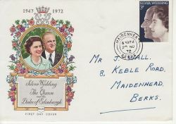 1972-11-20 Silver Wedding Stamp Maidenhead cds FDC (82741)