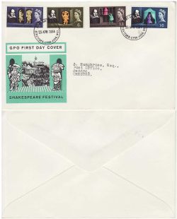 1964-04-23 Shakespeare Stamps Phos Stratford FDC (82754)