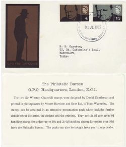 1965-07-08 Churchill Stamps PHOS Bureau EC1 FDC (82761)