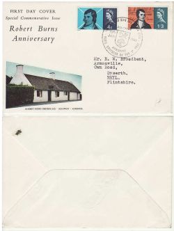 1966-01-25 Robert Burns Stamps PHOS Alloway FDC (82771)