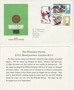 1966-06-01 World Cup Football Stamps Bureau EC1 FDC (82775)