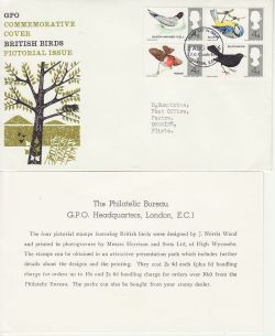 1966-08-08 British Birds Stamps Bureau EC1 FDC (82778)