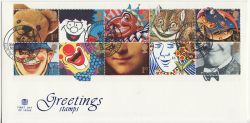 1991-03-26 Greetings Stamps Clowne FDC (82925)