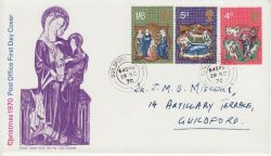 1970-11-25 Christmas Stamps Guildford cds FDC (82998)