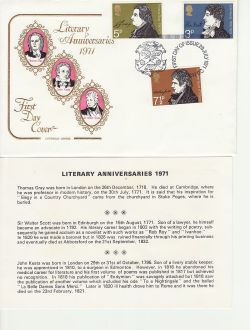 1971-07-28 Literary Anniversaries London EC FDC (83035)