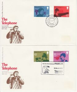1976-03-10 Telephone Stamps Bureau / Taunton x2 FDC (83087)