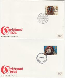 1974-11-27 Christmas Stamps x4 Pmks FDC (83092)