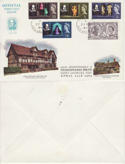 1964-04-23 Shakespeare Stamps Kennington cds FDC (83204)