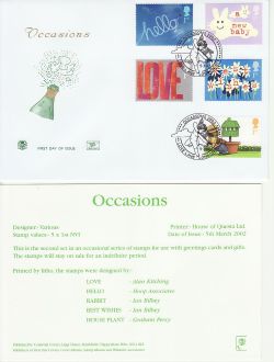 2002-03-05 Occasions Greetings Stamps Love Lane FDC (83231)
