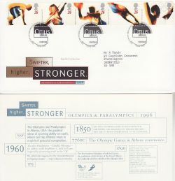 1996-07-09 Olympics & Paralympics Bureau FDC (83426)