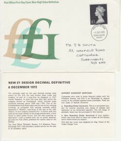 1972-12-06 £1 Definitive Shrewsbury FDC (83500)