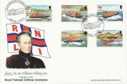 1991-02-13 IOM RNLI Stamps Peel SHS FDC (83876)
