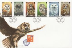1997-02-12 IOM Owls Stamps FDC (83946)