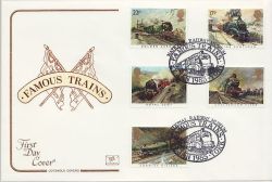 1985-01-22 Famous Trains Stamps NRM York FDC (84309)