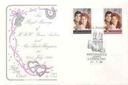 1986-07-22 Royal Wedding Stamps London SW1 FDC (84323)