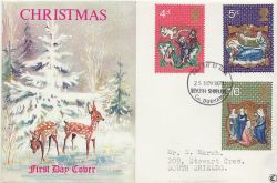 1970-11-25 Christmas Stamps S Shields FDC (84482)