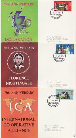 1970-04-01 Anniversaries Stamps S Shields x 5 FDC (84484)