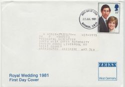 1981-07-22 Royal Wedding Stamp Zeiss FDC (84572)