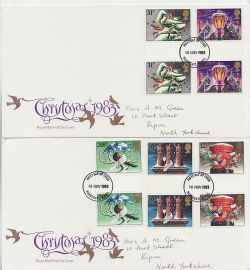 1983-11-16 Christmas Gutter Stamps x2 Harrogate FDC (84673)