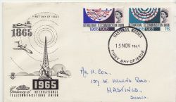 1965-11-15 ITU Centenary Stamps Hastings FDC (84696)