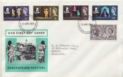 1964-04-23 Shakespeare Stamps Stratford FDC (84706)