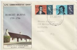 1966-01-25 Robert Burns Stamps Dundee FDC (84729)