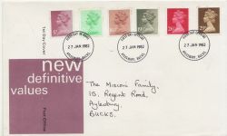 1982-01-27 Definitive Stamps Aylesbury FDC (84792)