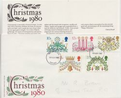 1980-11-19 Christmas Stamps Oxford FDC (84795)