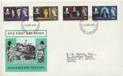 1964-04-23 Shakespeare Stamps Phos Stratford FDC (85345)