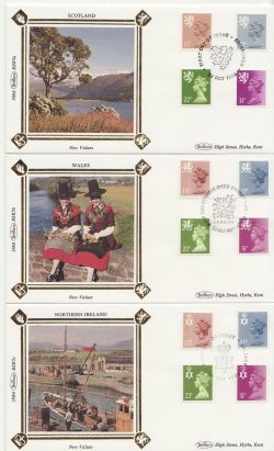 1984-10-23 Regional Definitive Stamps x3 Silk FDC (85437)