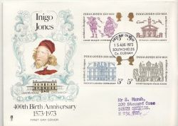 1973-08-15 Inigo Jones Stamps South Shields FDC (85647)