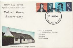 1966-01-25 Robert Burns Stamps Harrow FDC (85711)