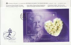 2002-03-30 Guernsey Queen Mother M/S Stamp FDC (86118)