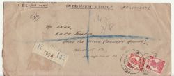 1946 India registered Envelope to UK (86271)